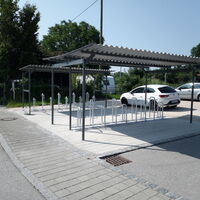 Fahrradstellplatz am Bahnhof in Laufen